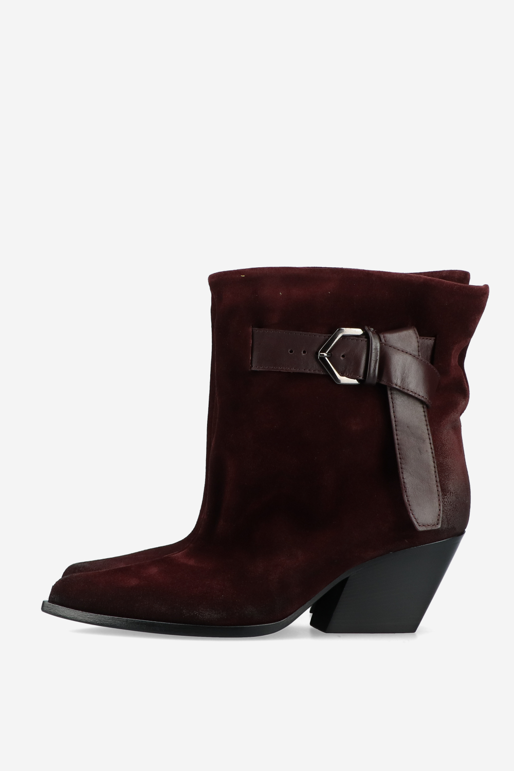 Suede buckled ankle boots