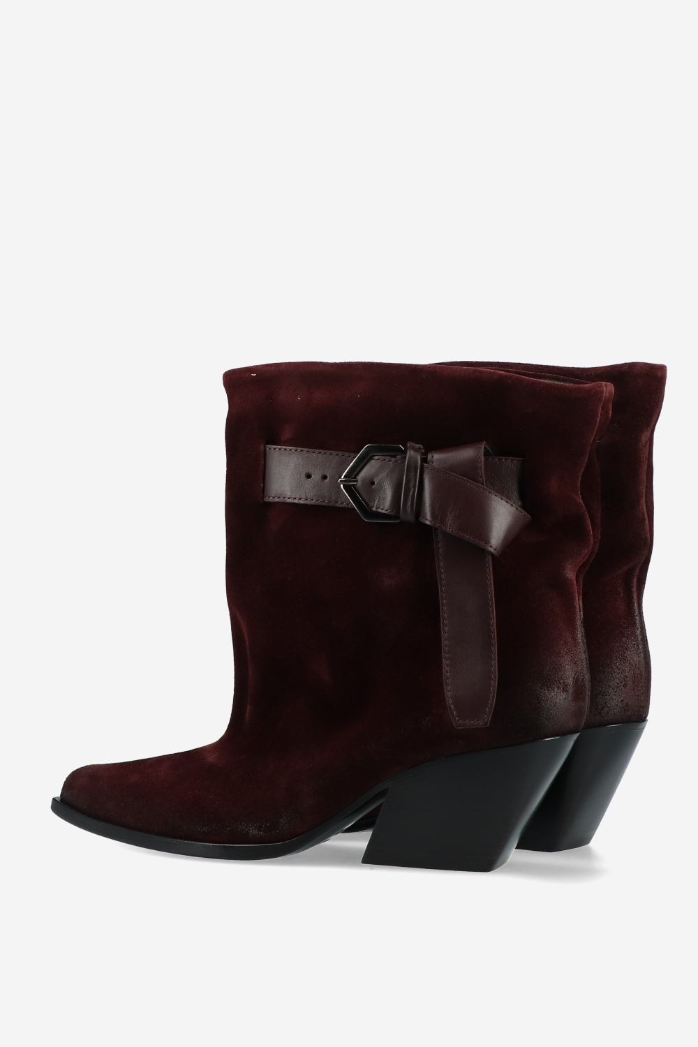 Suede buckled ankle boots
