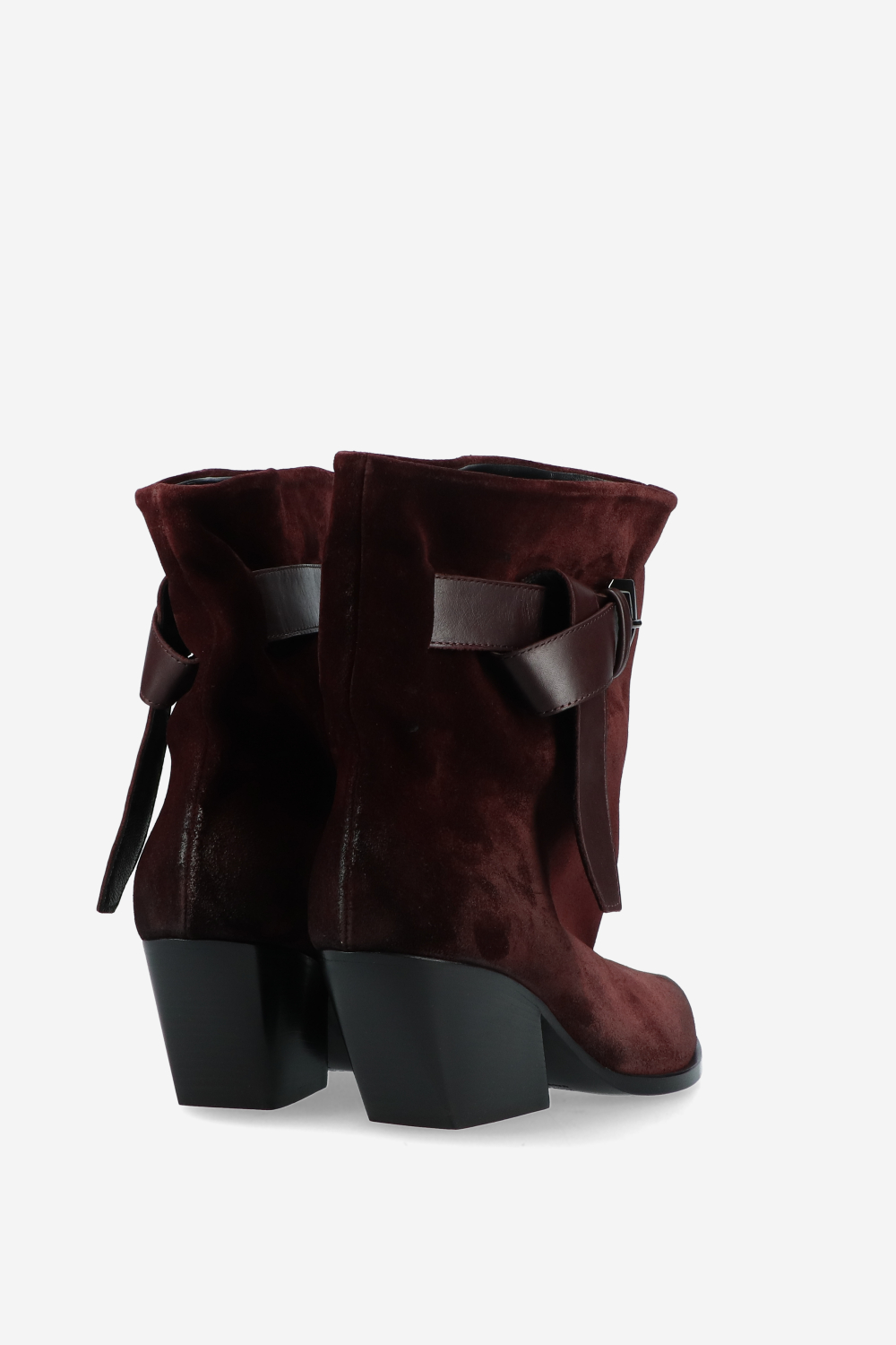 Suede buckled ankle boots
