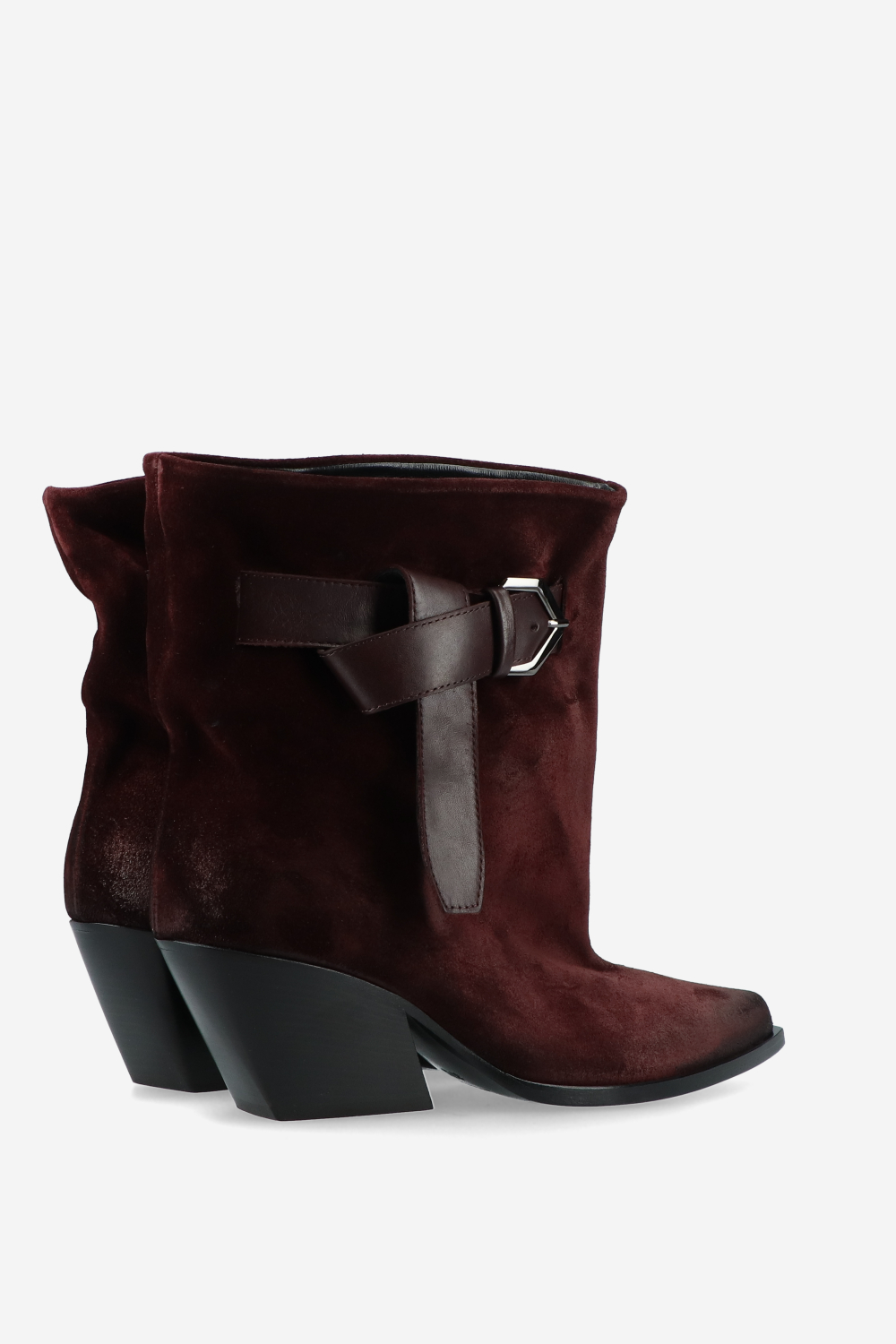 Suede buckled ankle boots