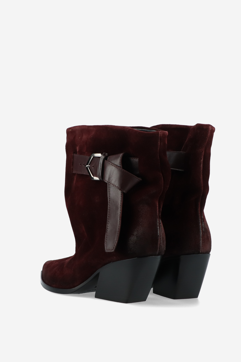 Suede buckled ankle boots