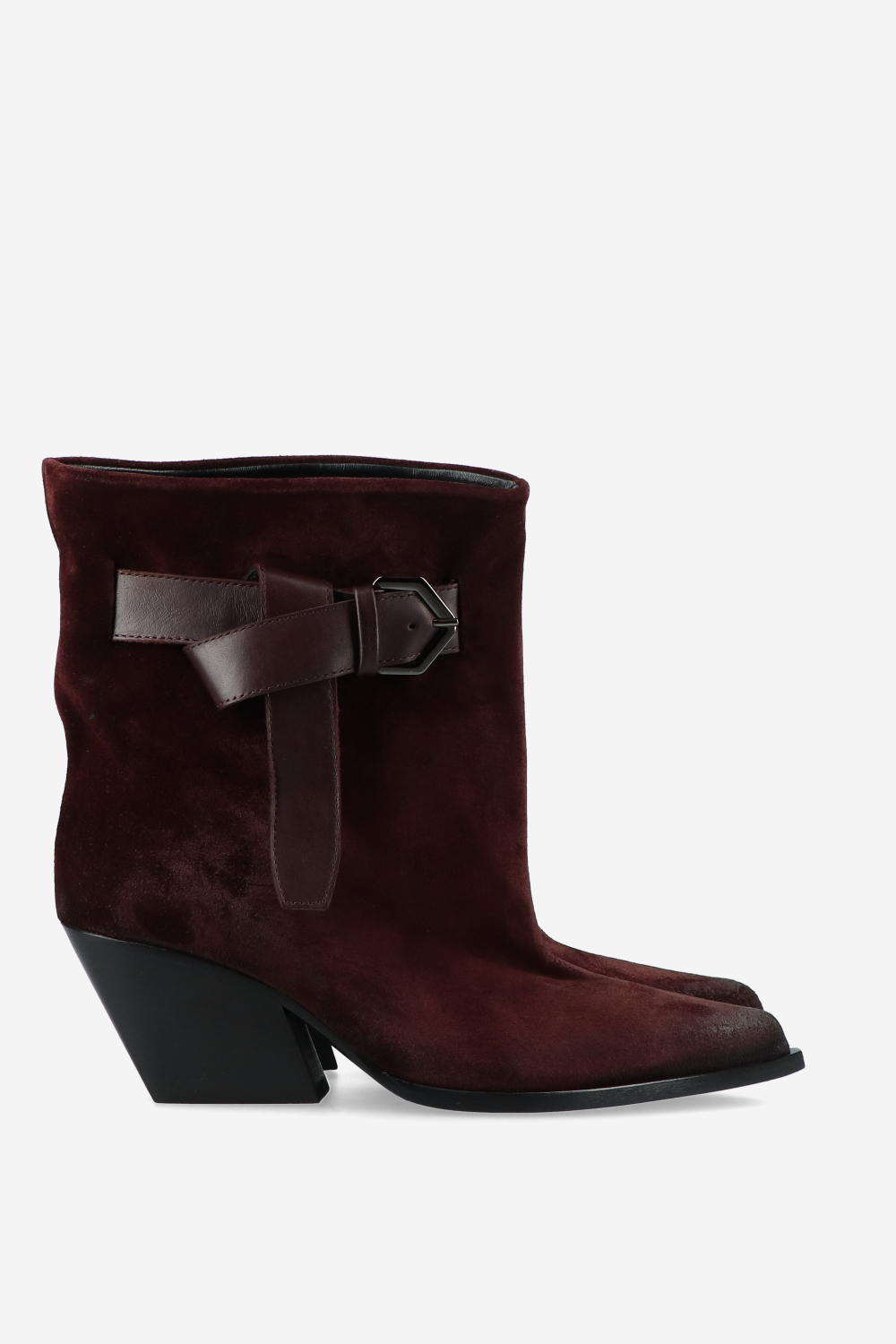 Suede buckled ankle boots