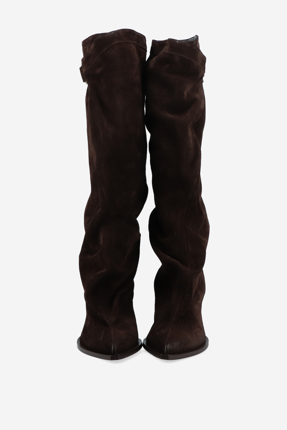 Suede slouch buckle boots