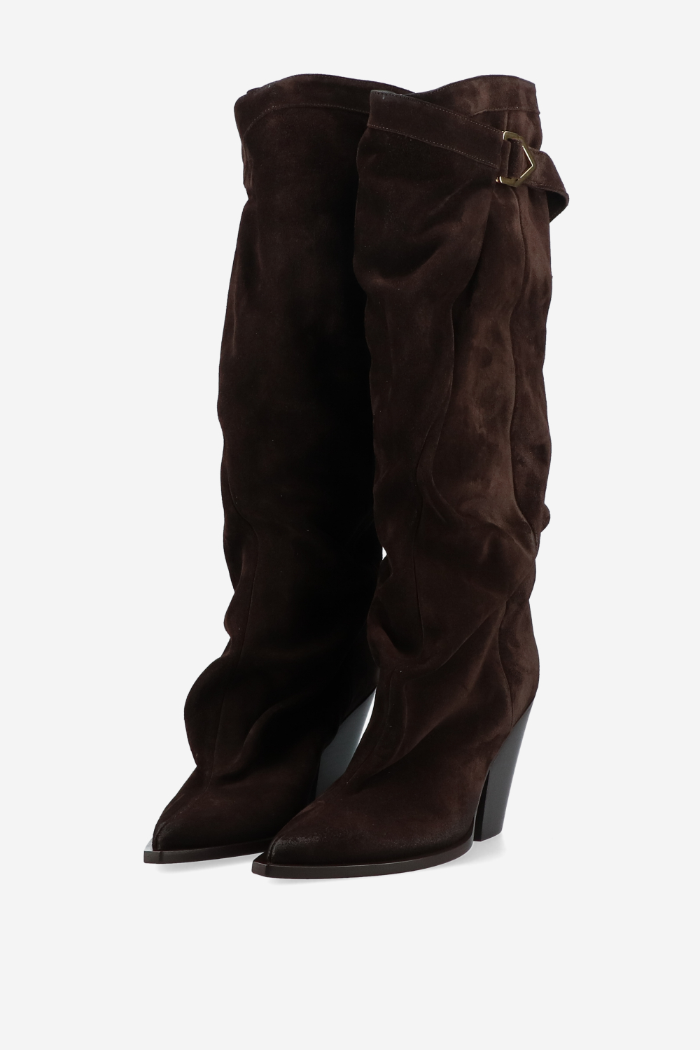 Suede slouch buckle boots