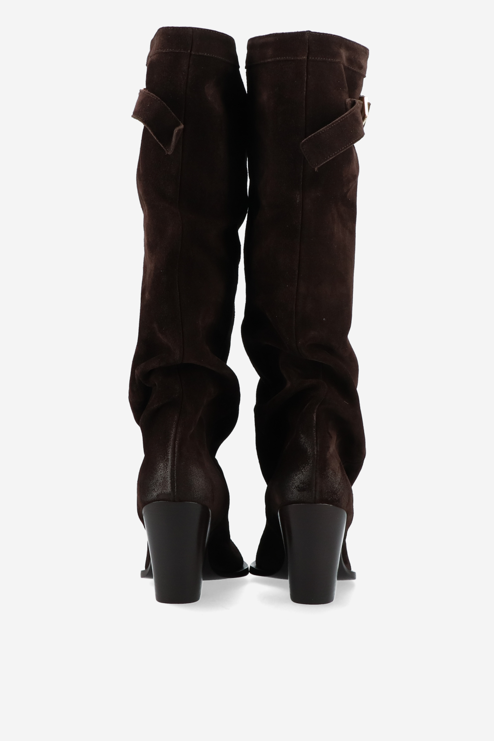 Suede slouch buckle boots