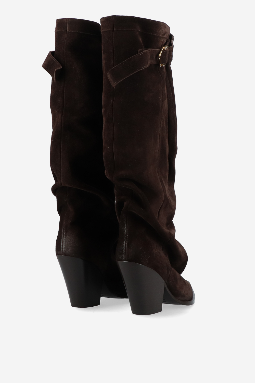 Suede slouch buckle boots