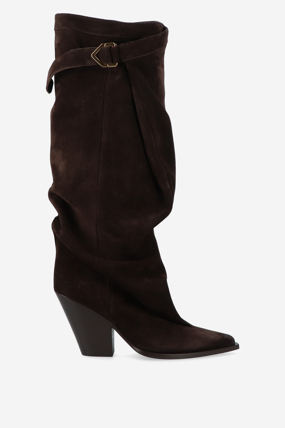 Elena Iachi - Suede slouch buckle boots