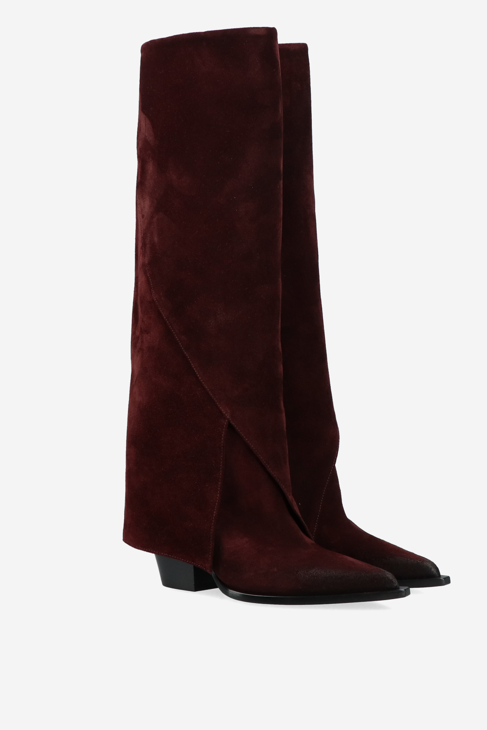 Fold-over suede boots