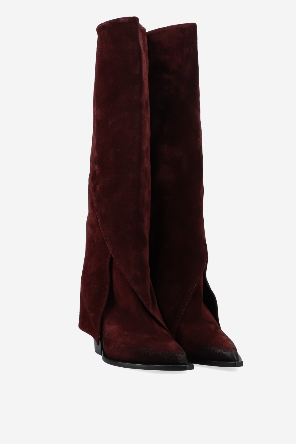 Fold-over suede boots