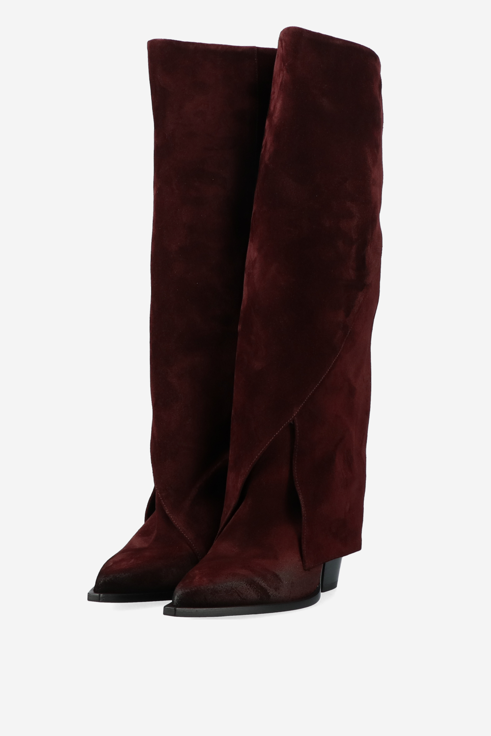 Fold-over suede boots