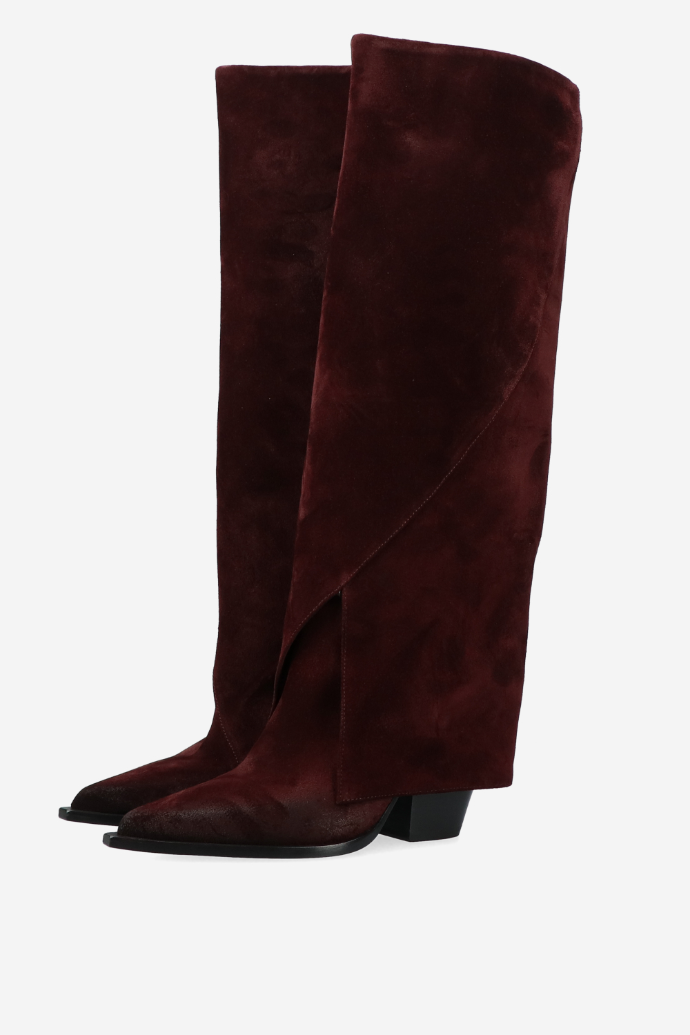 Fold-over suede boots