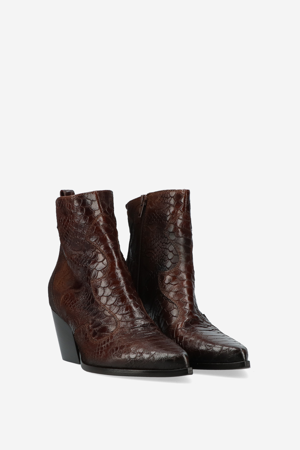 Embossed leather ankle boots