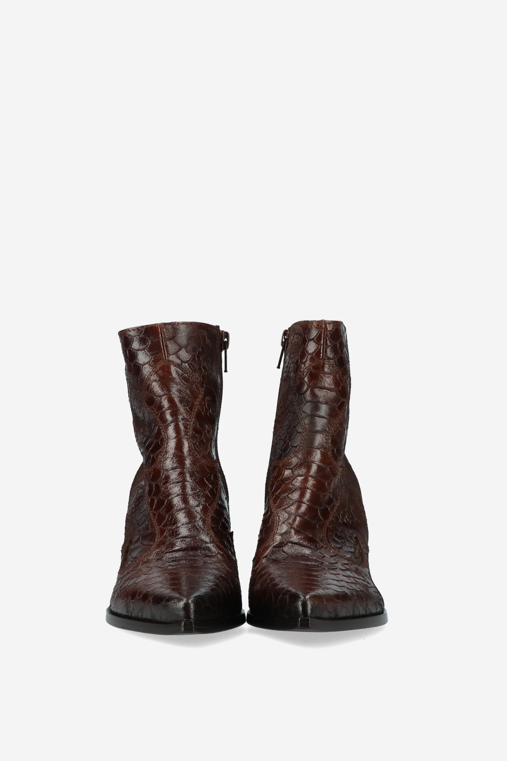 Embossed leather ankle boots