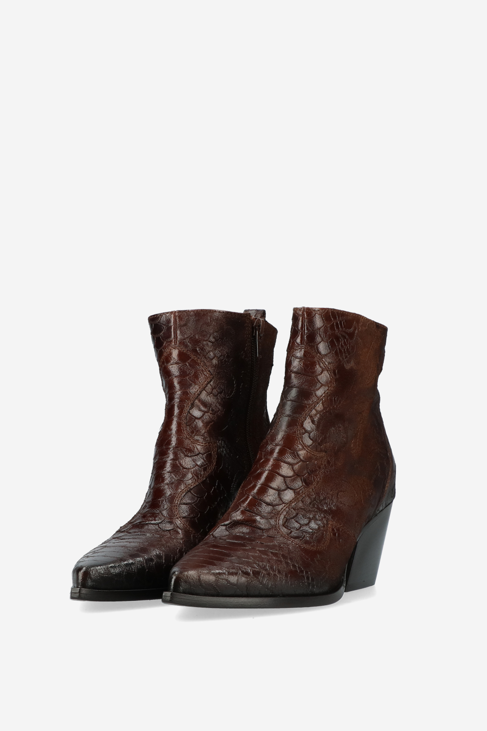 Embossed leather ankle boots