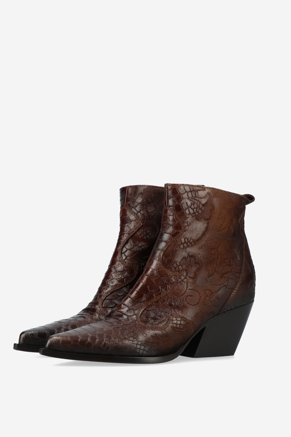 Embossed leather ankle boots