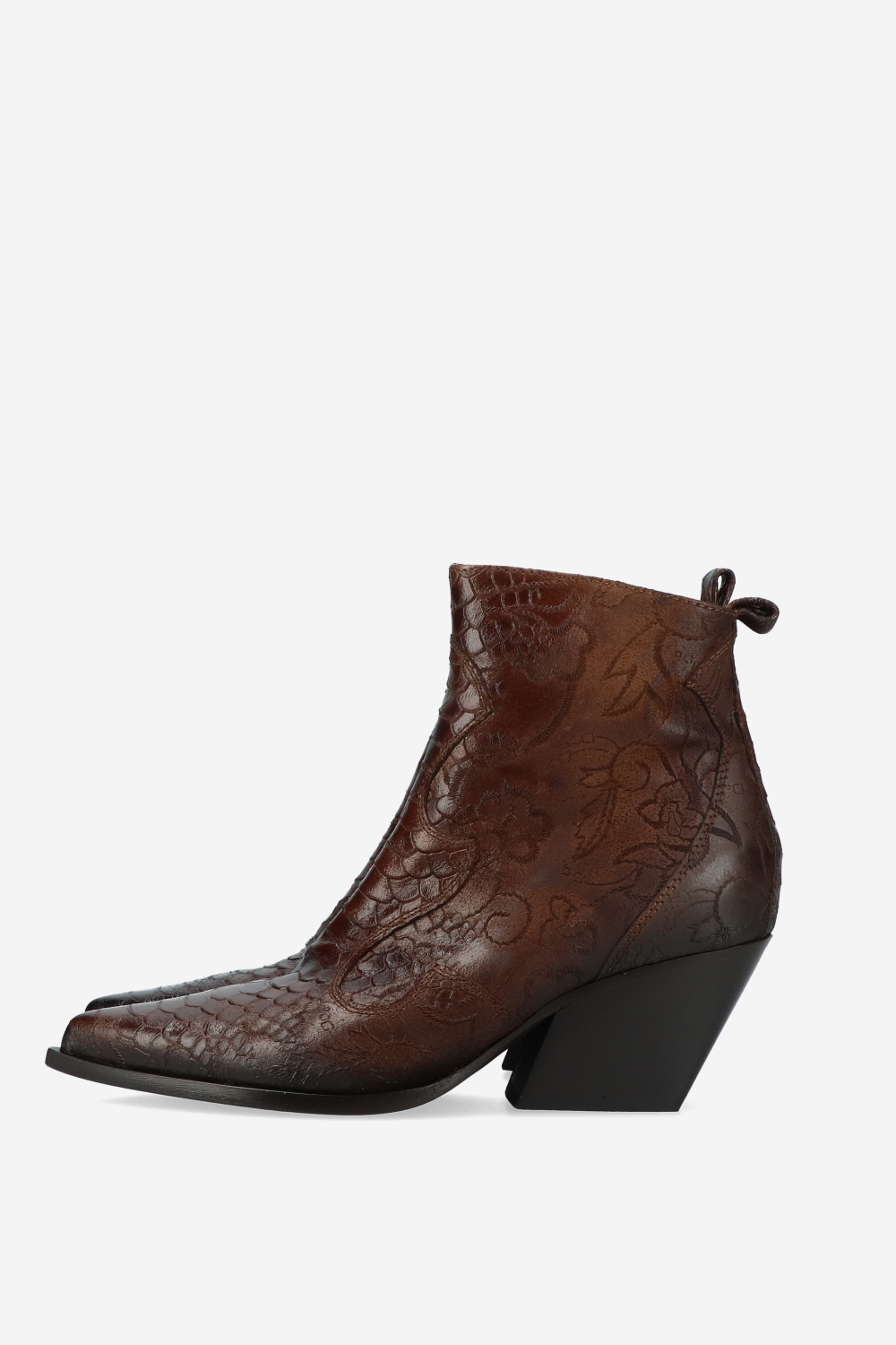 Embossed leather ankle boots