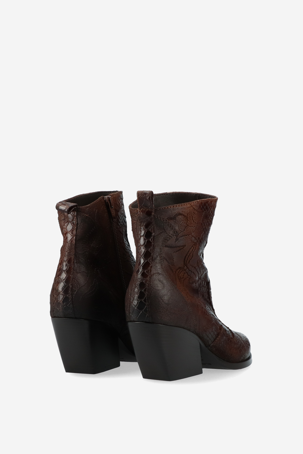 Embossed leather ankle boots