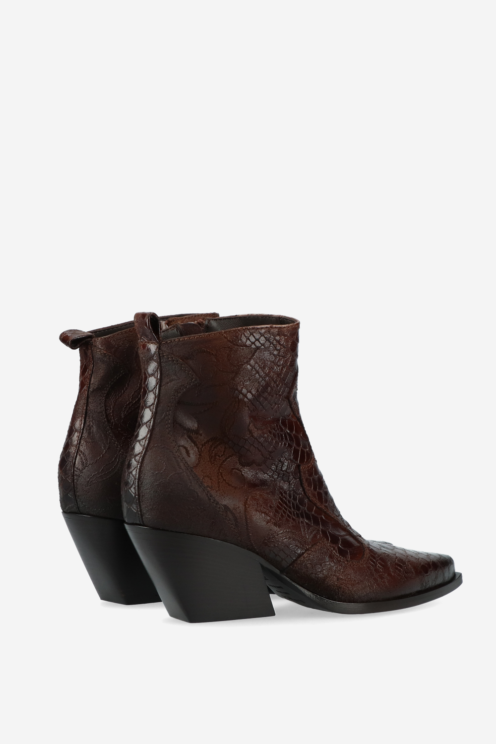 Embossed leather ankle boots