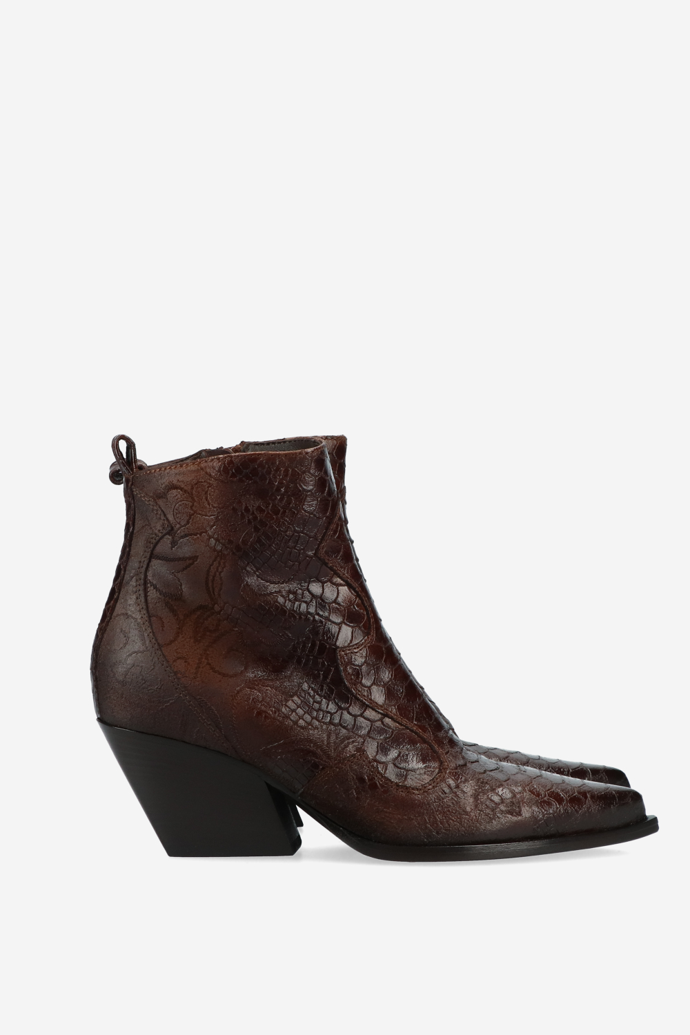 Embossed leather ankle boots