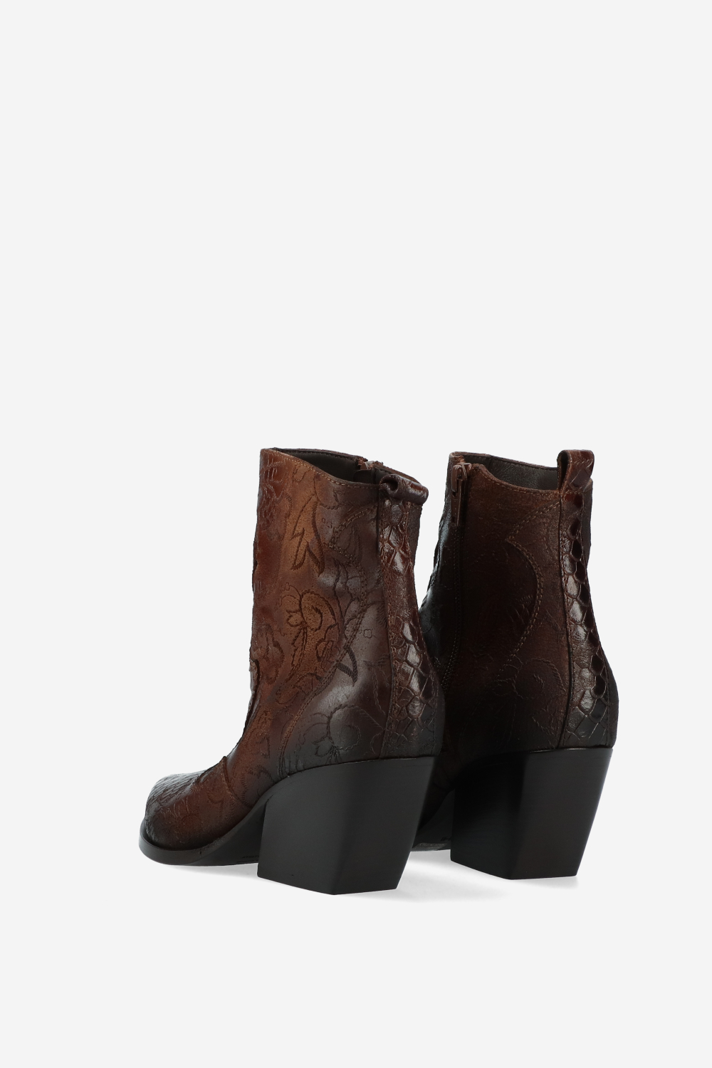 Embossed leather ankle boots
