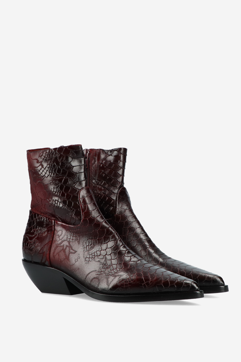 Croco leather ankle boots