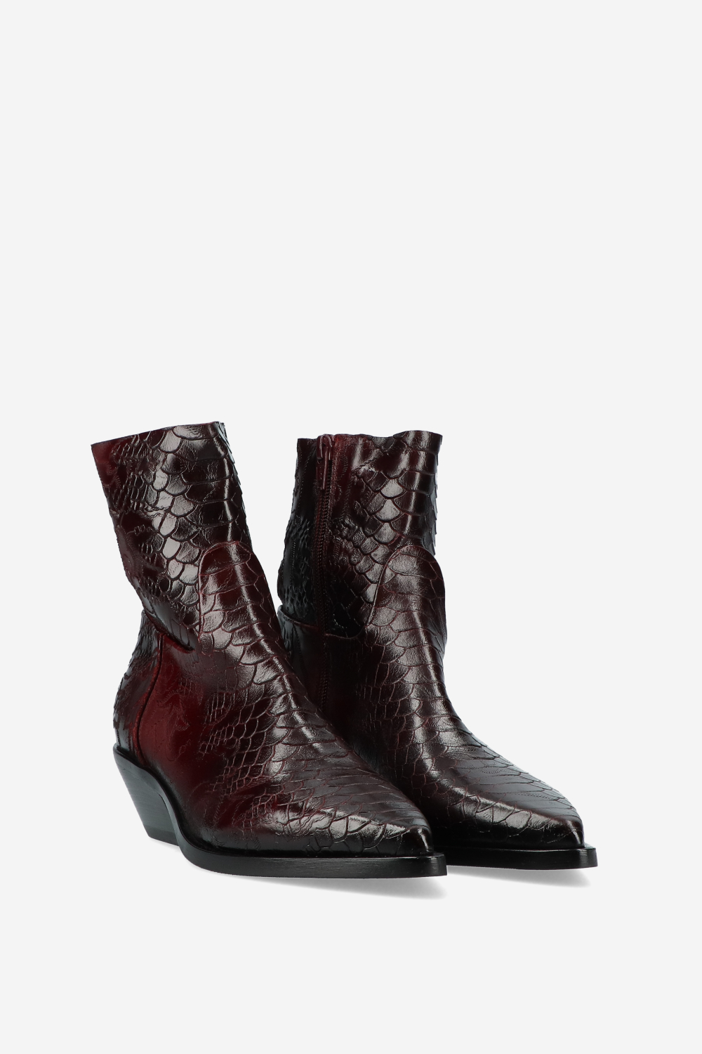Croco leather ankle boots