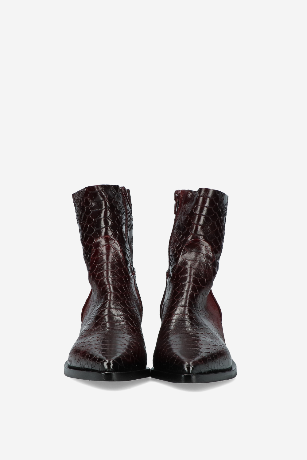 Croco leather ankle boots