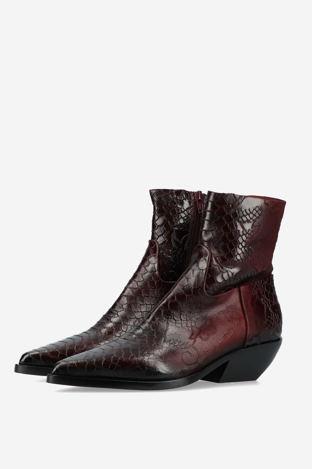 Croco leather ankle boots