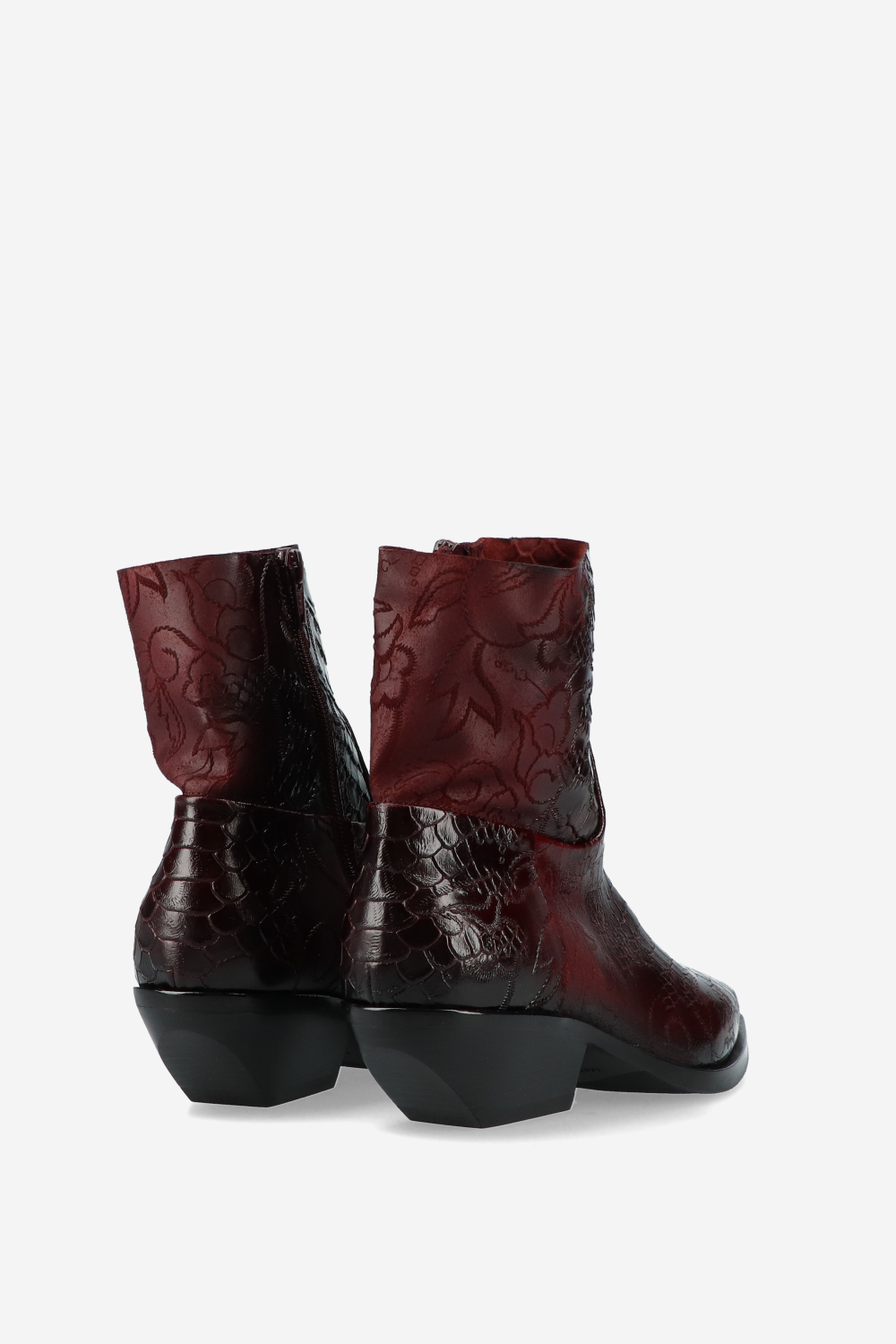 Croco leather ankle boots