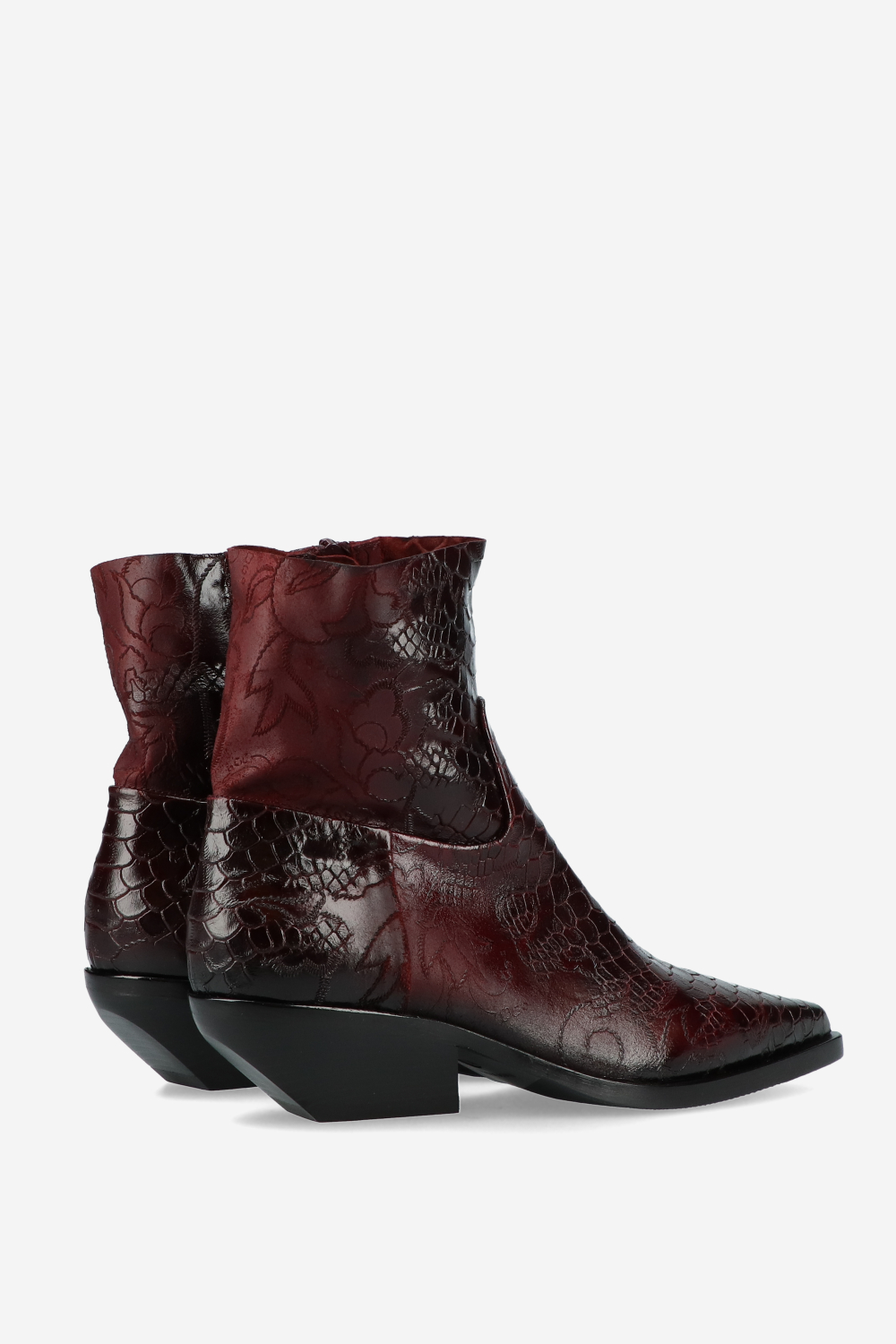 Croco leather ankle boots