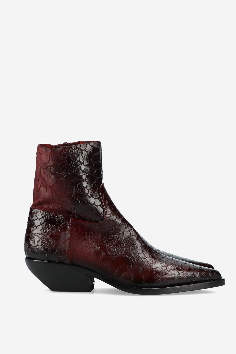 Croco leather ankle boots