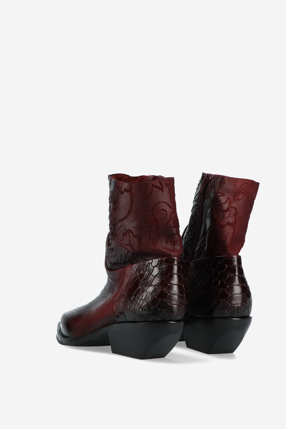 Croco leather ankle boots