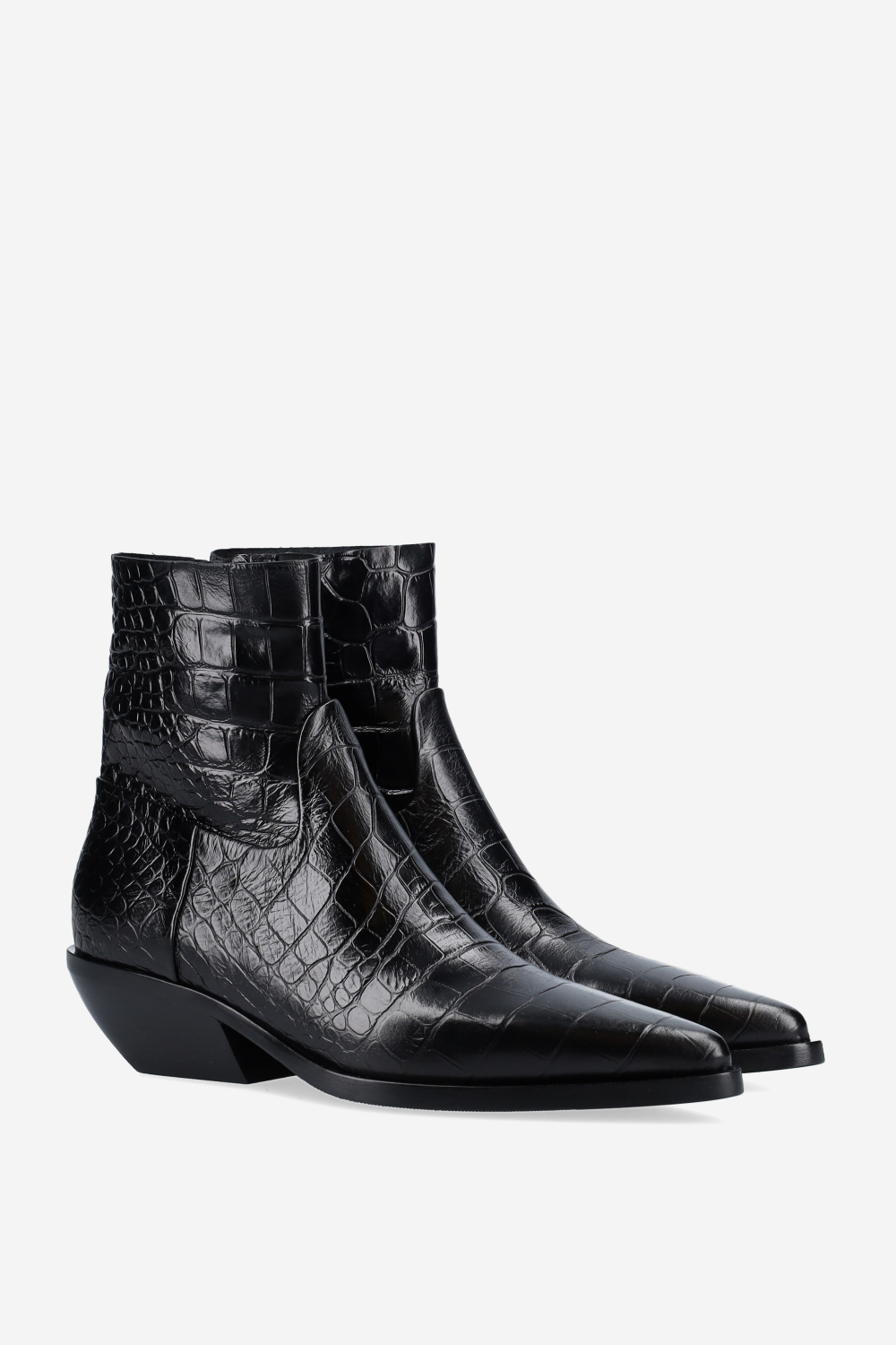 Croco leather ankle boots