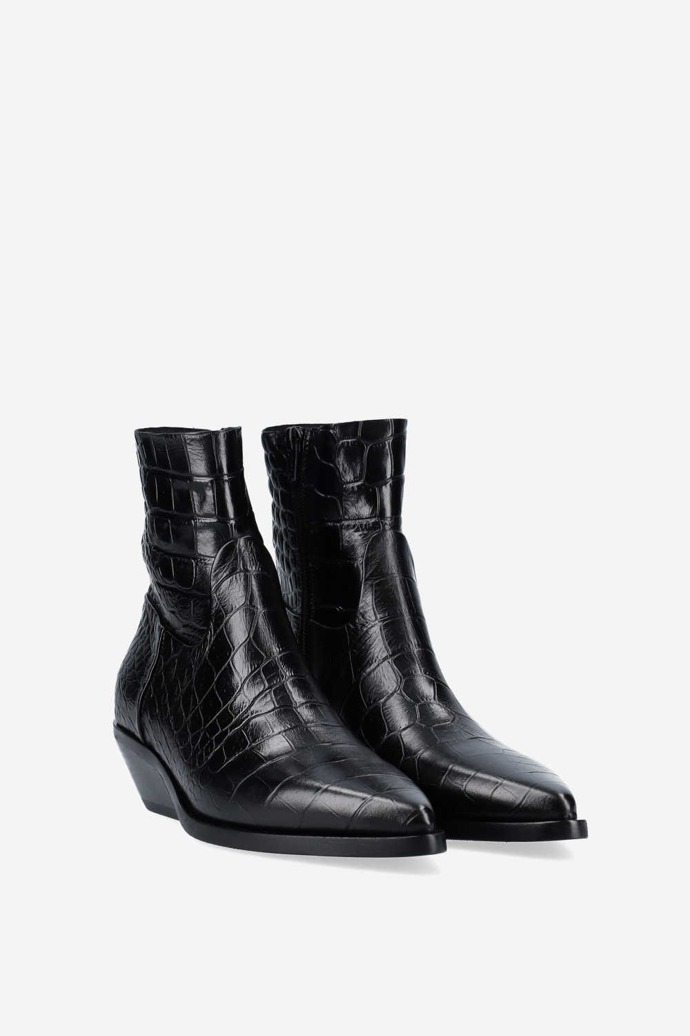 Croco leather ankle boots