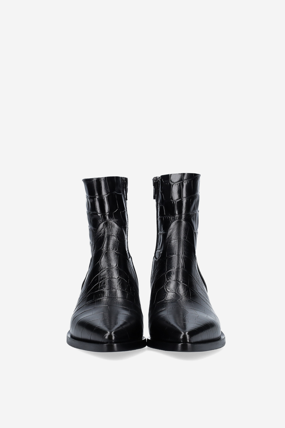 Croco leather ankle boots