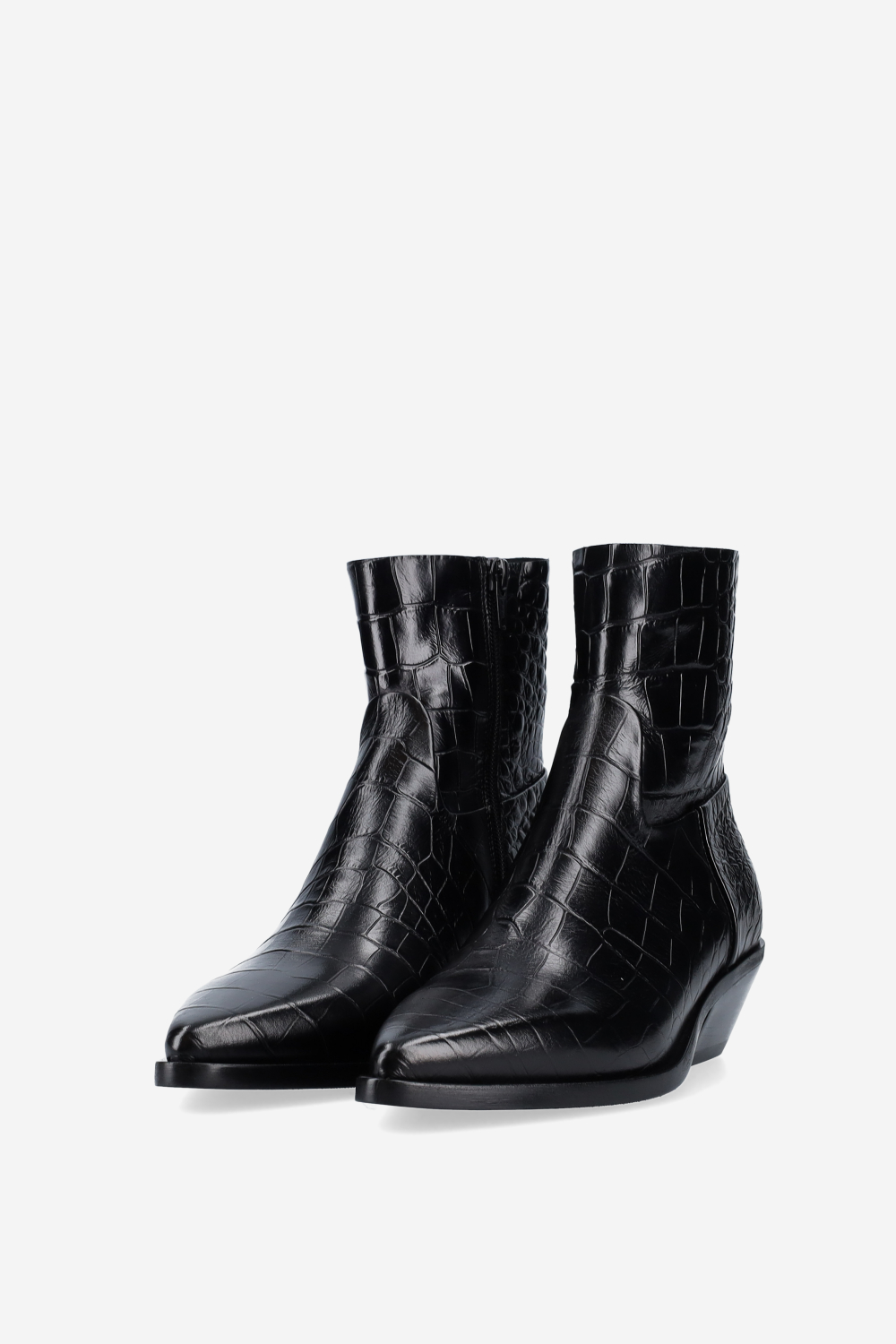 Croco leather ankle boots