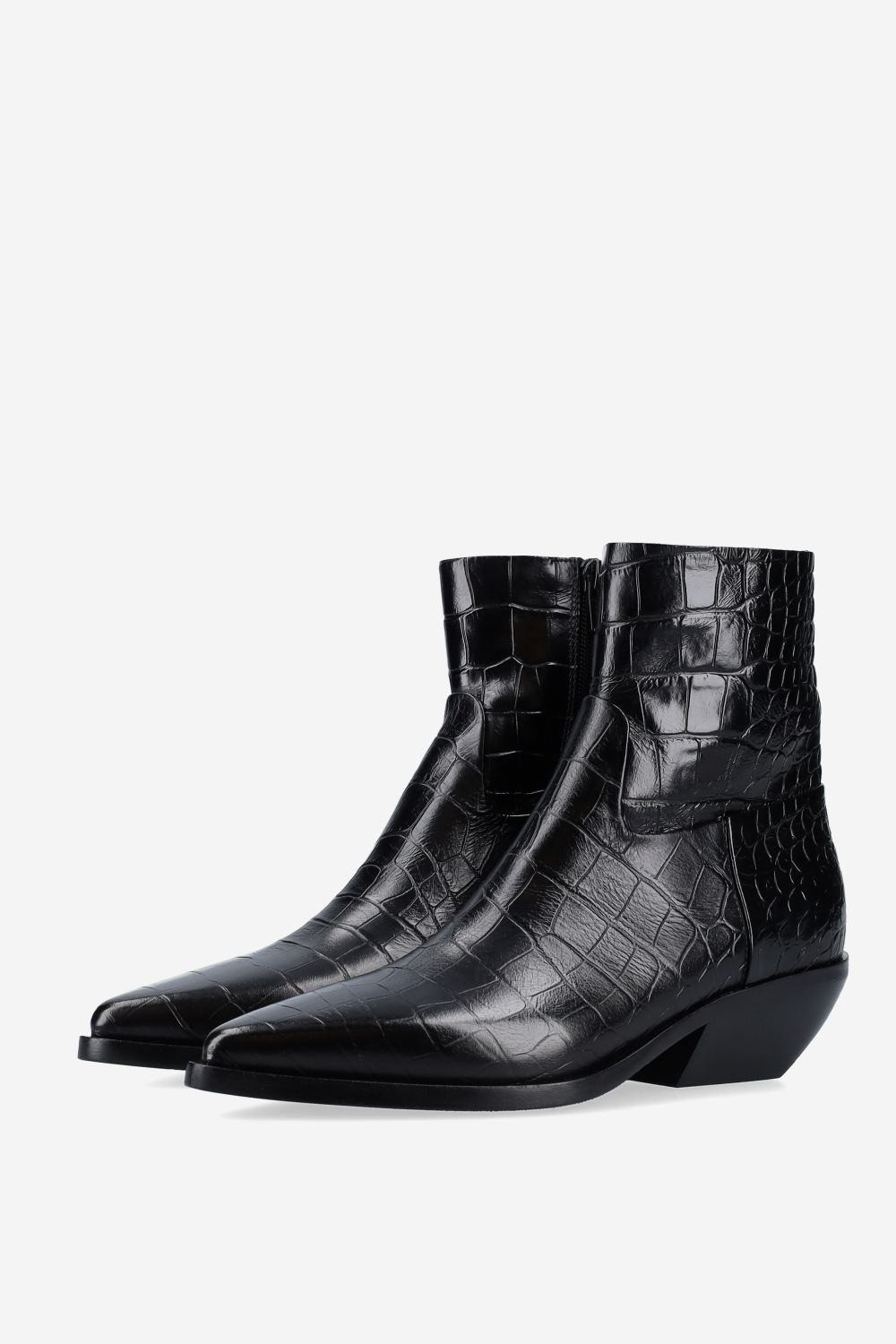 Croco leather ankle boots