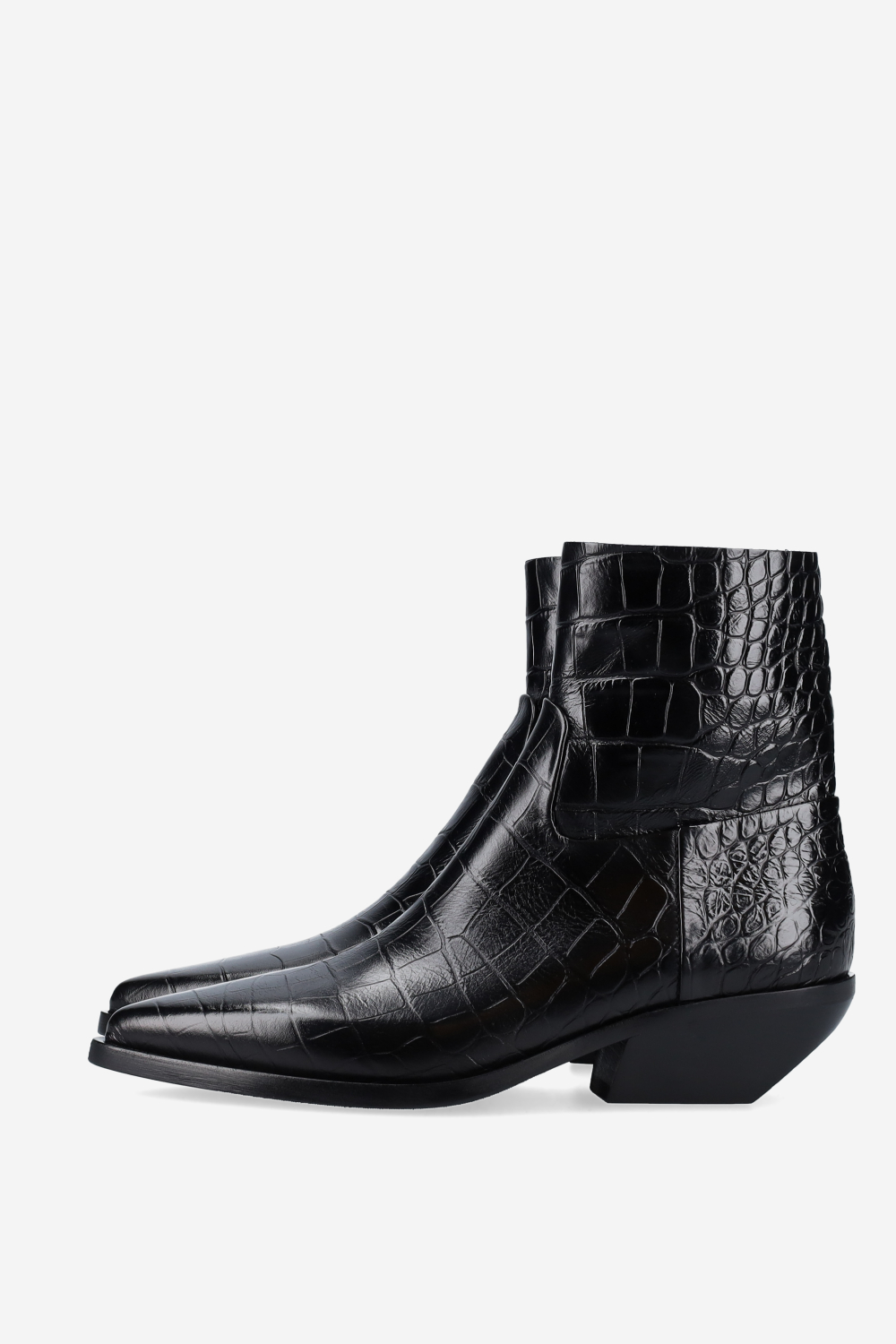 Croco leather ankle boots