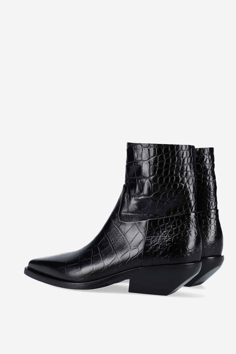 Croco leather ankle boots