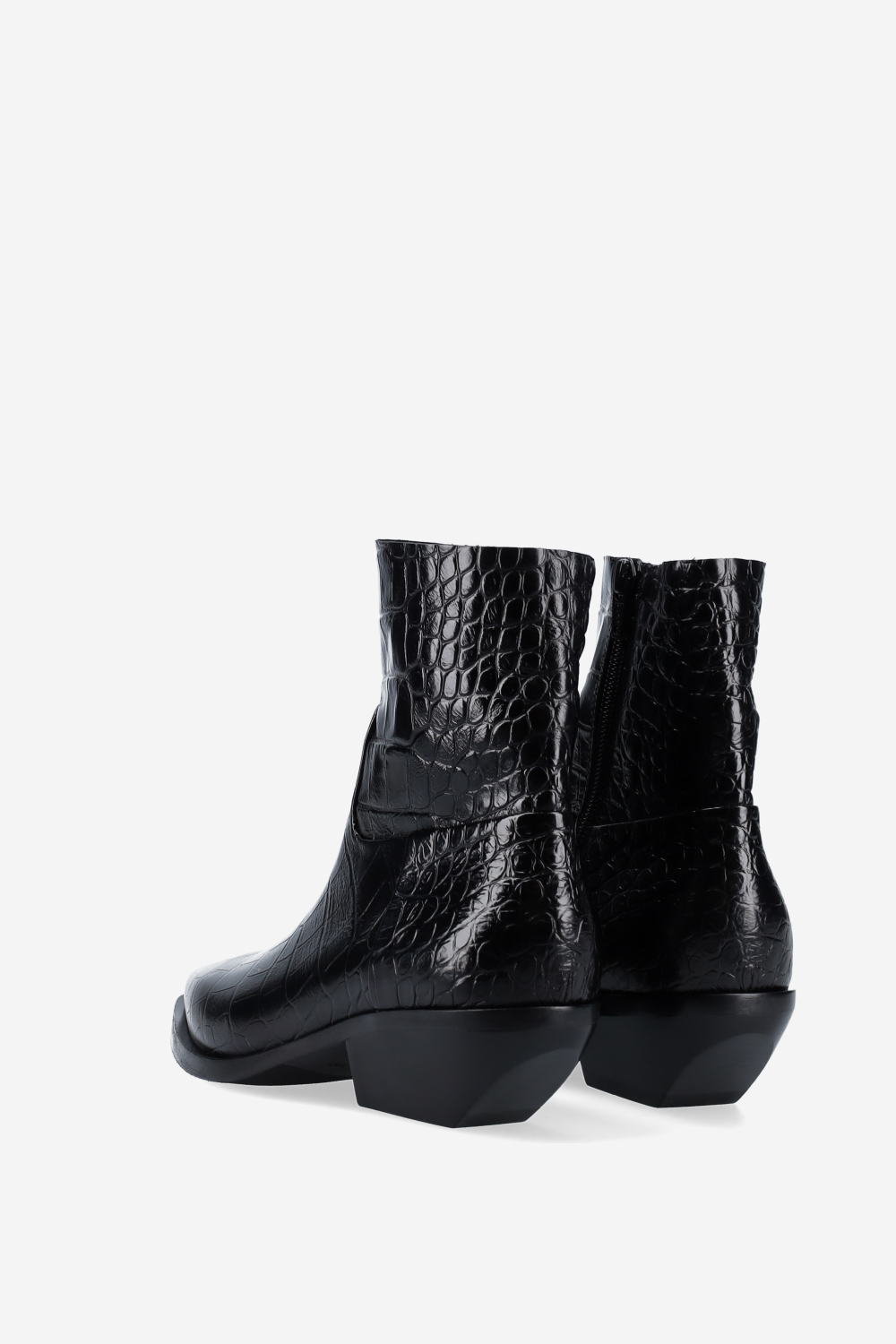 Croco leather ankle boots