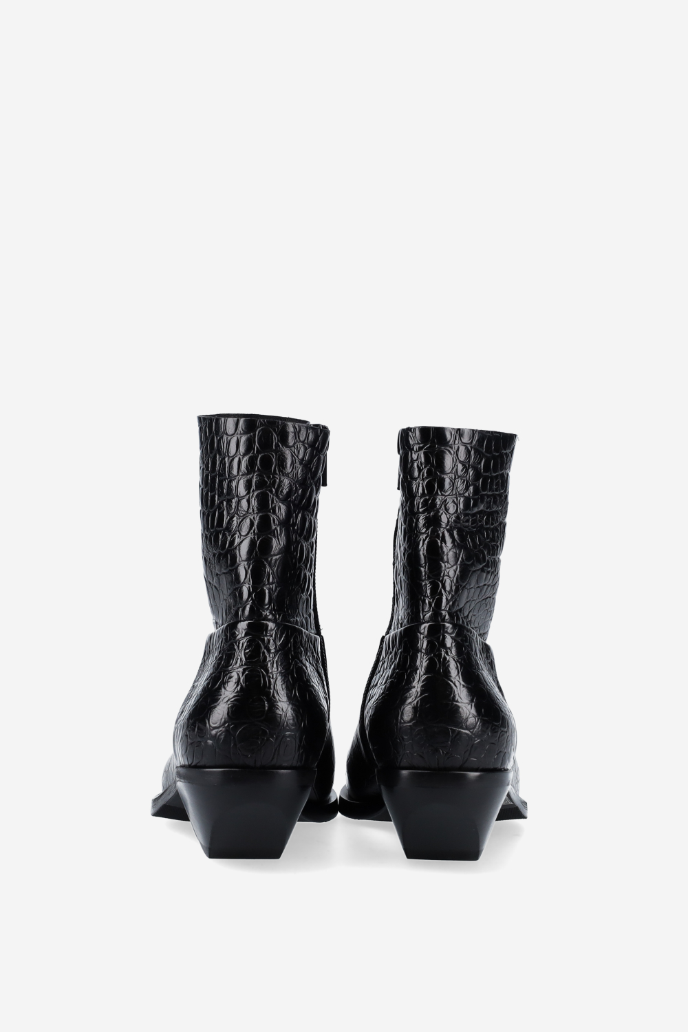 Croco leather ankle boots