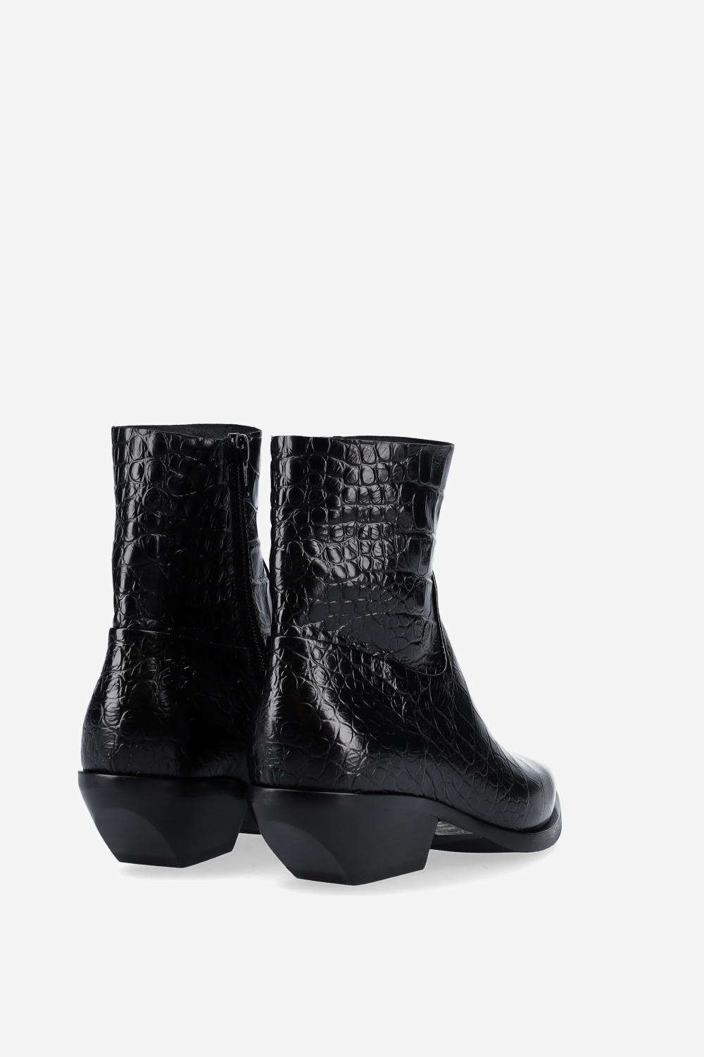 Croco leather ankle boots