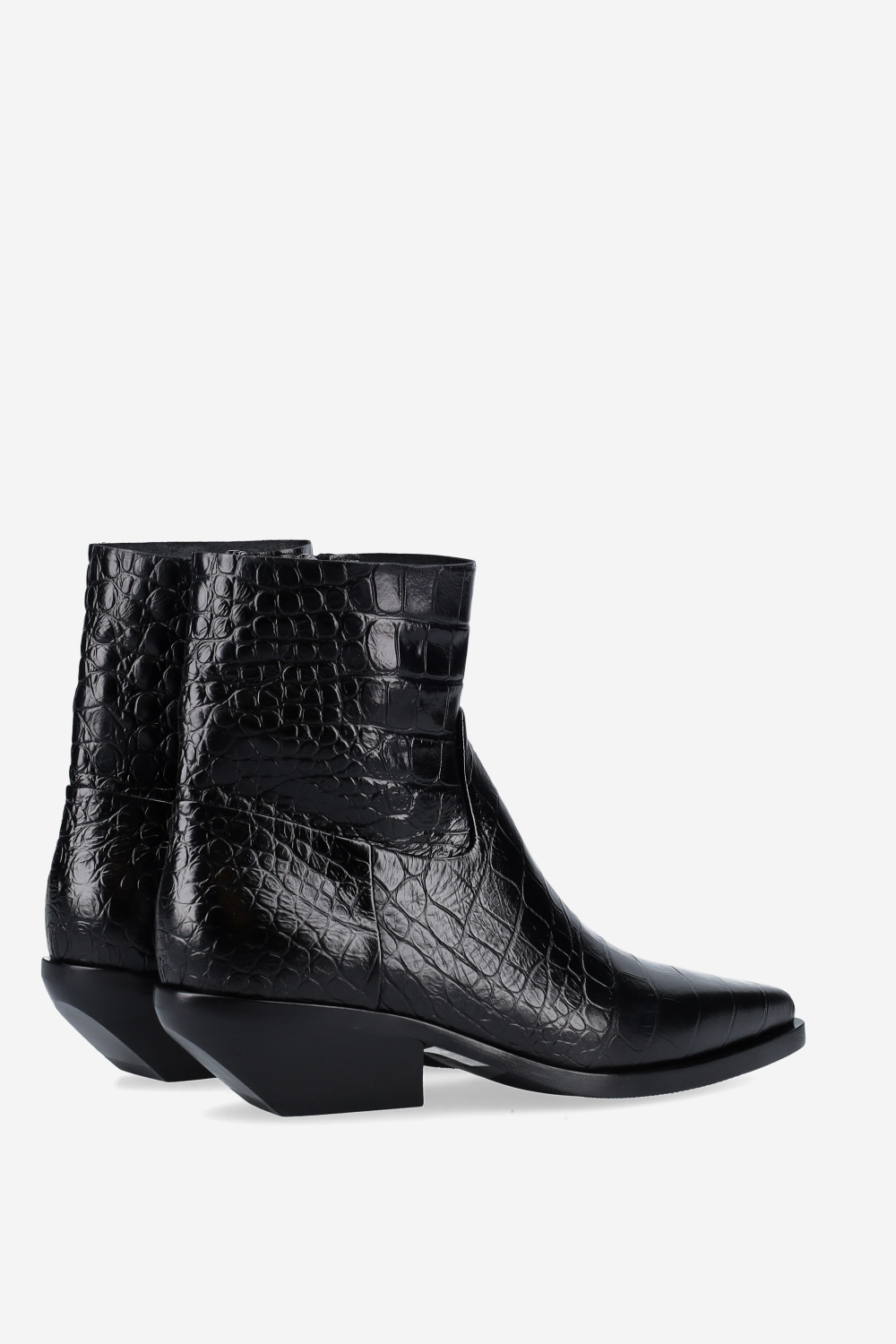 Croco leather ankle boots