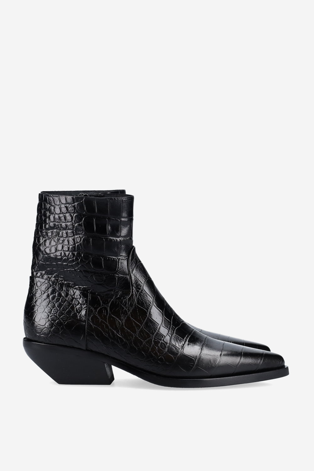Croco leather ankle boots