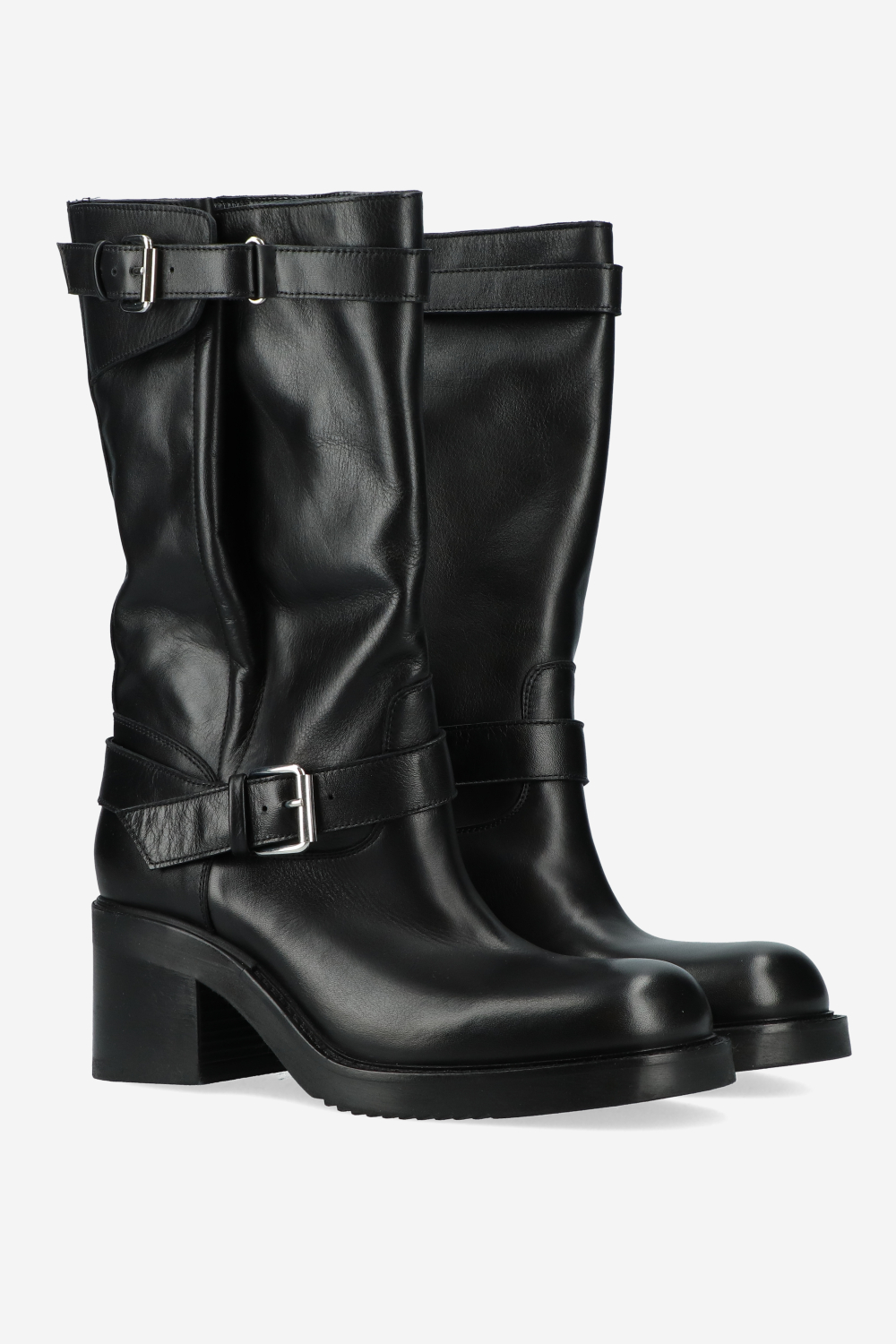 Elena Iachi - Chunky leather buckle boots