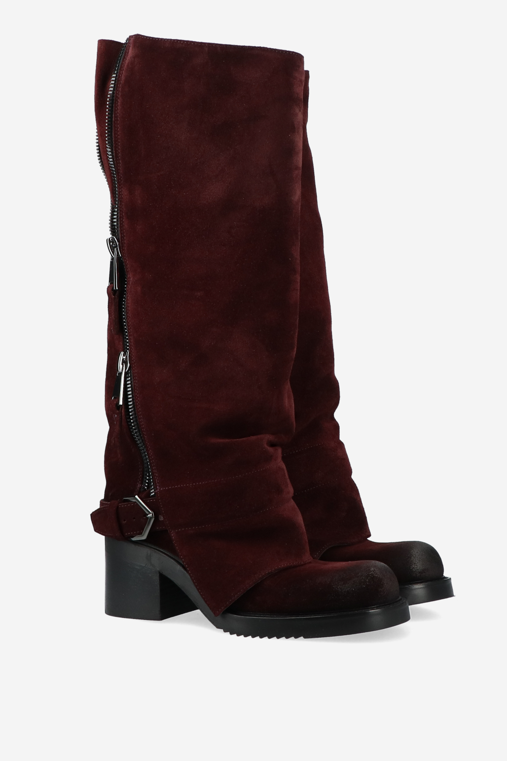 Suede zipper detail boots