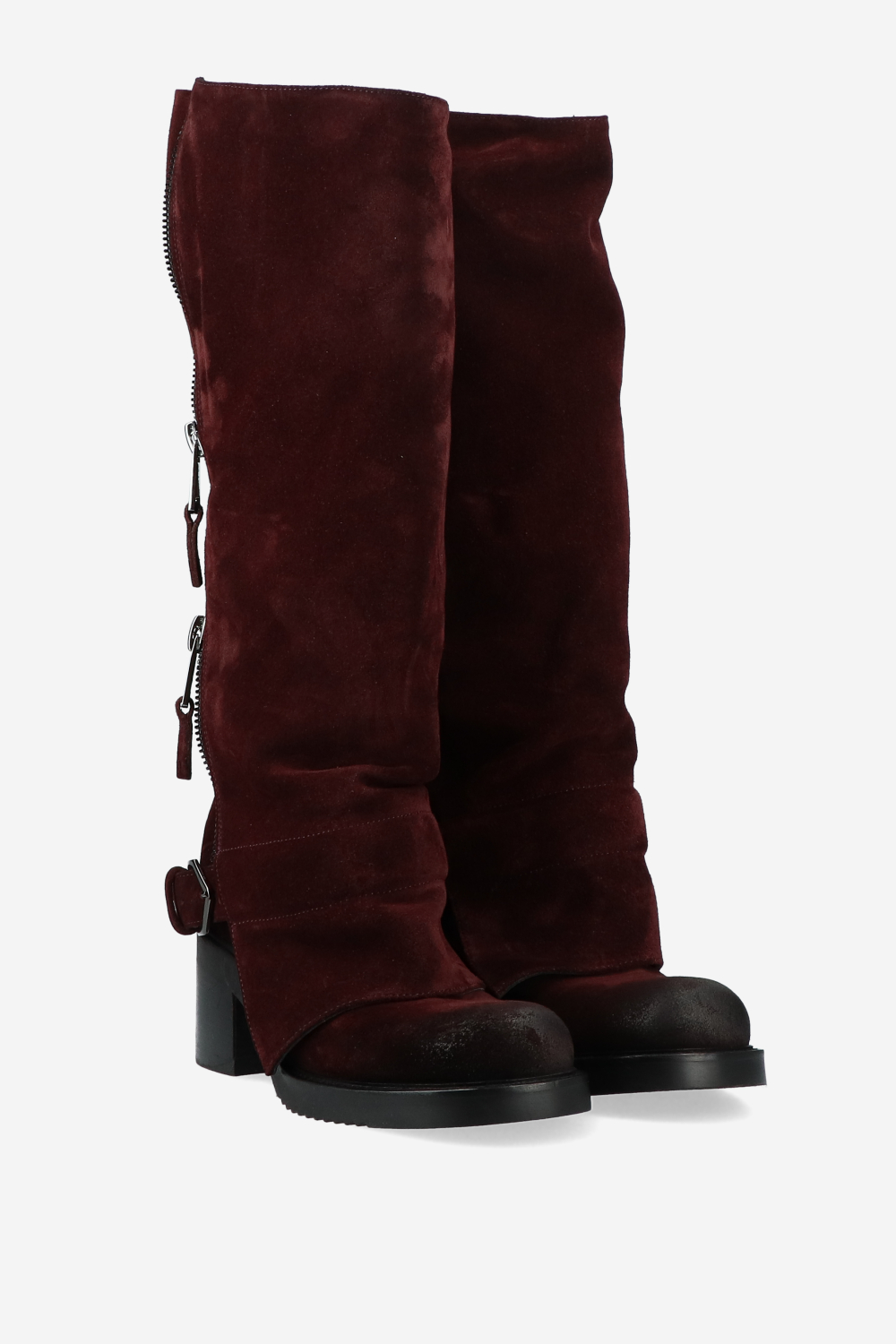 Suede zipper detail boots