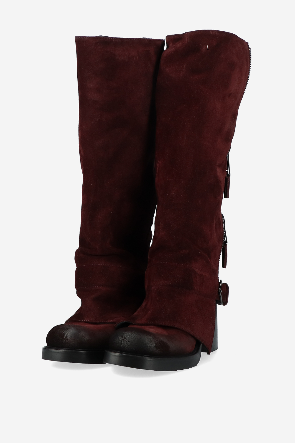 Suede zipper detail boots