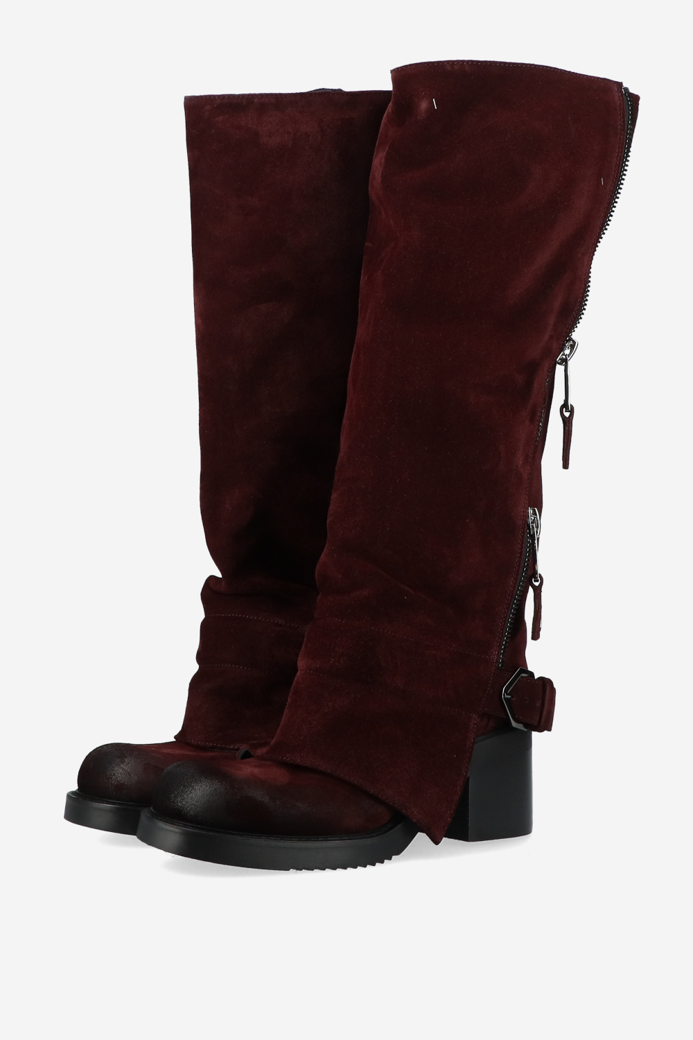 Suede zipper detail boots