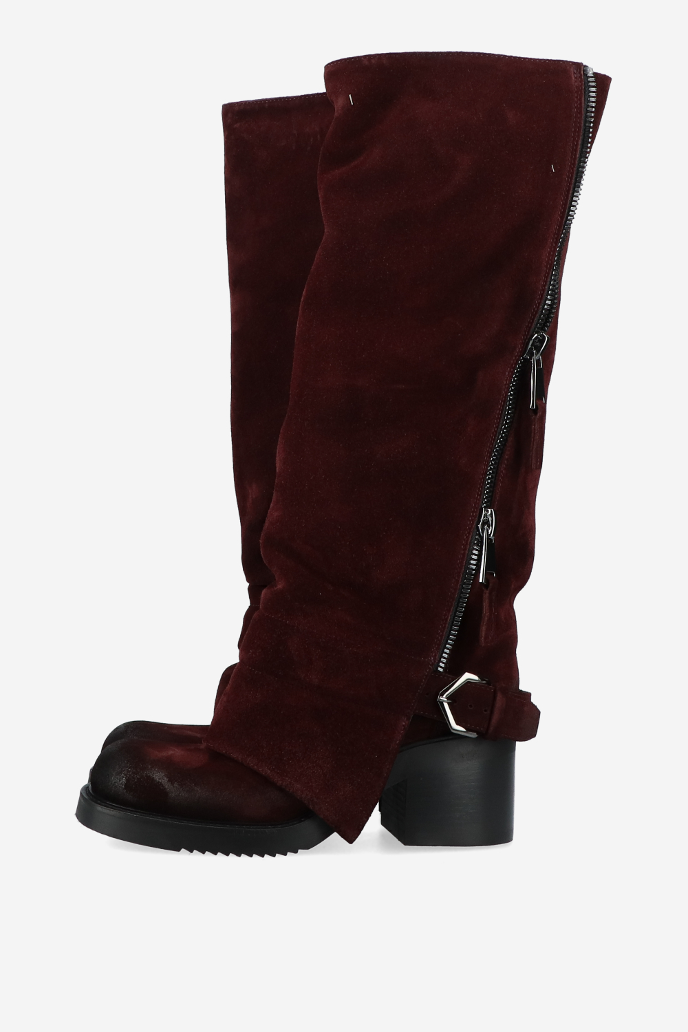 Suede zipper detail boots